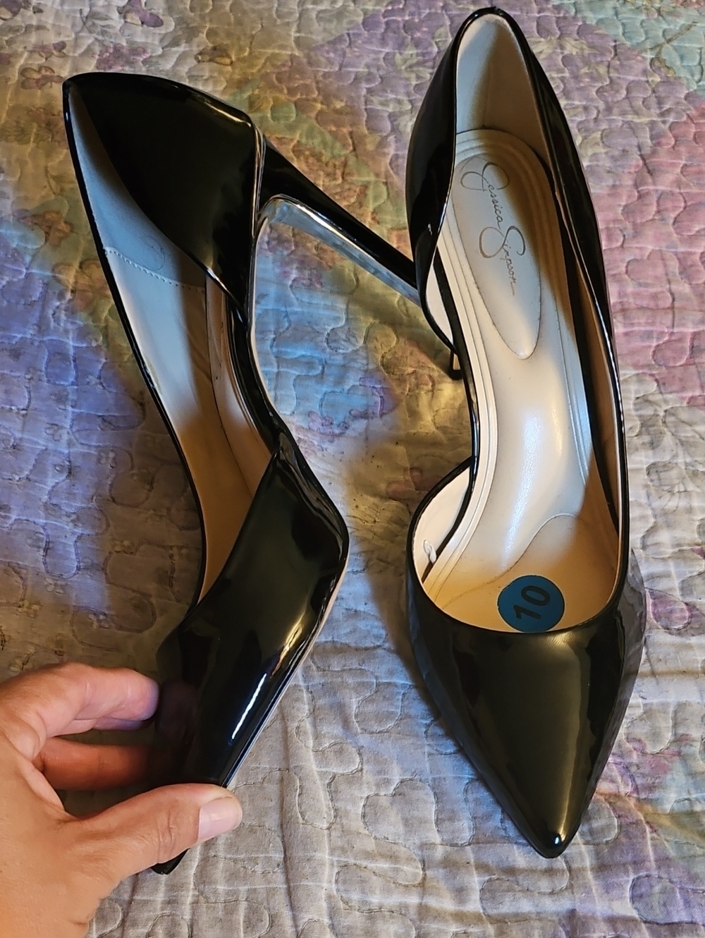 Jessica Simpson Black Patent Pointed Stiletto Heels